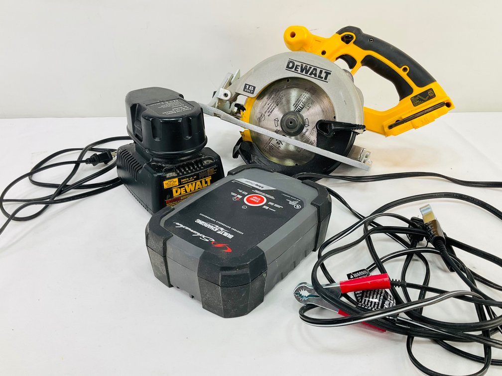 Cordless Circular Saw, Battery, and Battery Chargers