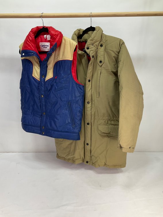 Nylon Puffer Vest and Insulated Parka Coat