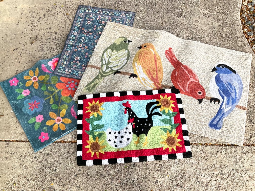 Hooked Accent Rugs, Floral Mat, and Runner