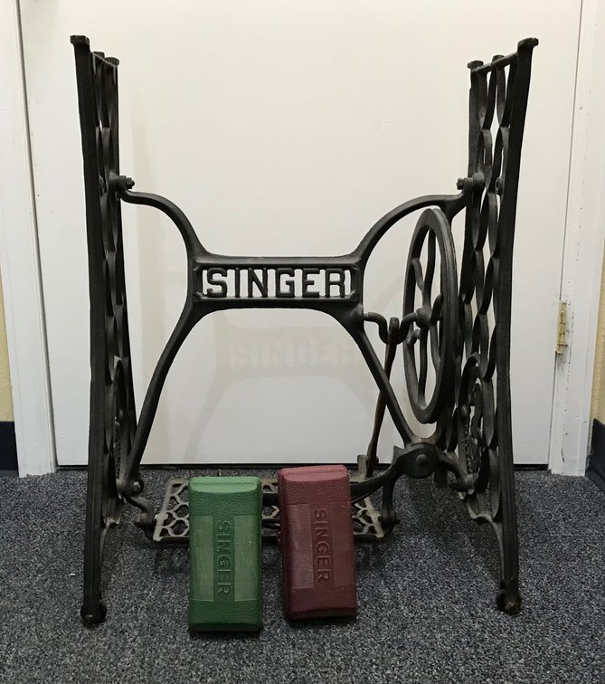 Singer Cast Iron Treadle Machine Base and Buttonholers