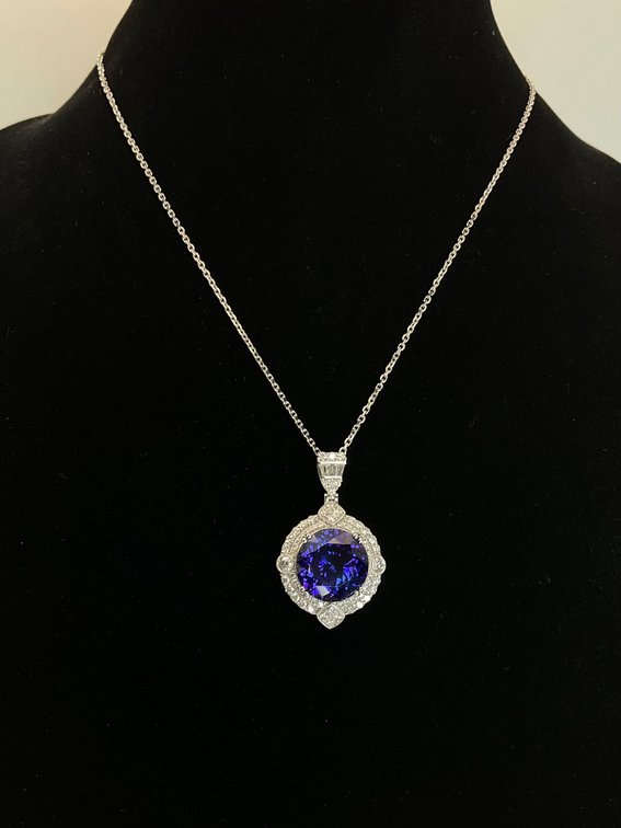 Platinum Tanzanite and Diamond Pendant