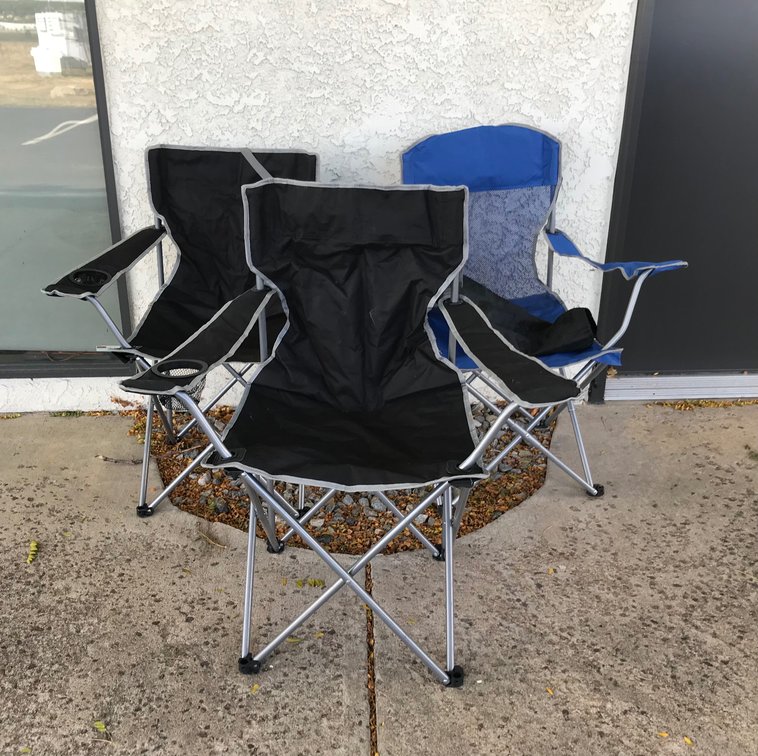 Three Folding Camp Chairs with Carrying Bags