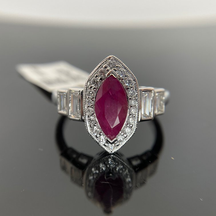 Platinum Ruby and Diamond Ring