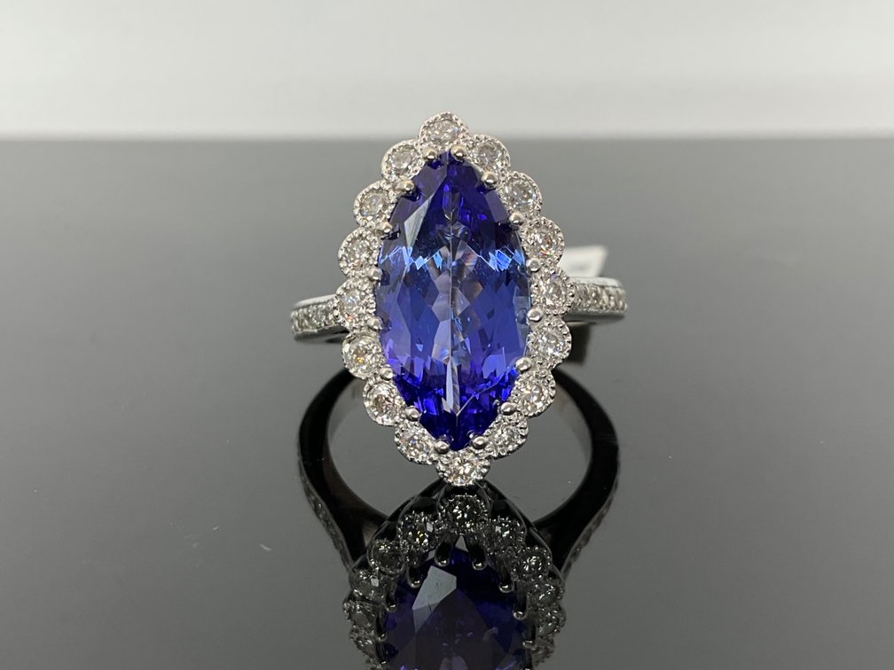 White Gold Tanzanite and Diamond Ring