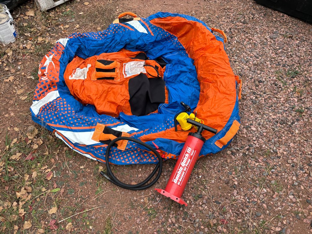 Fabric-Covered Towable Water Tube and Manual Air Pump