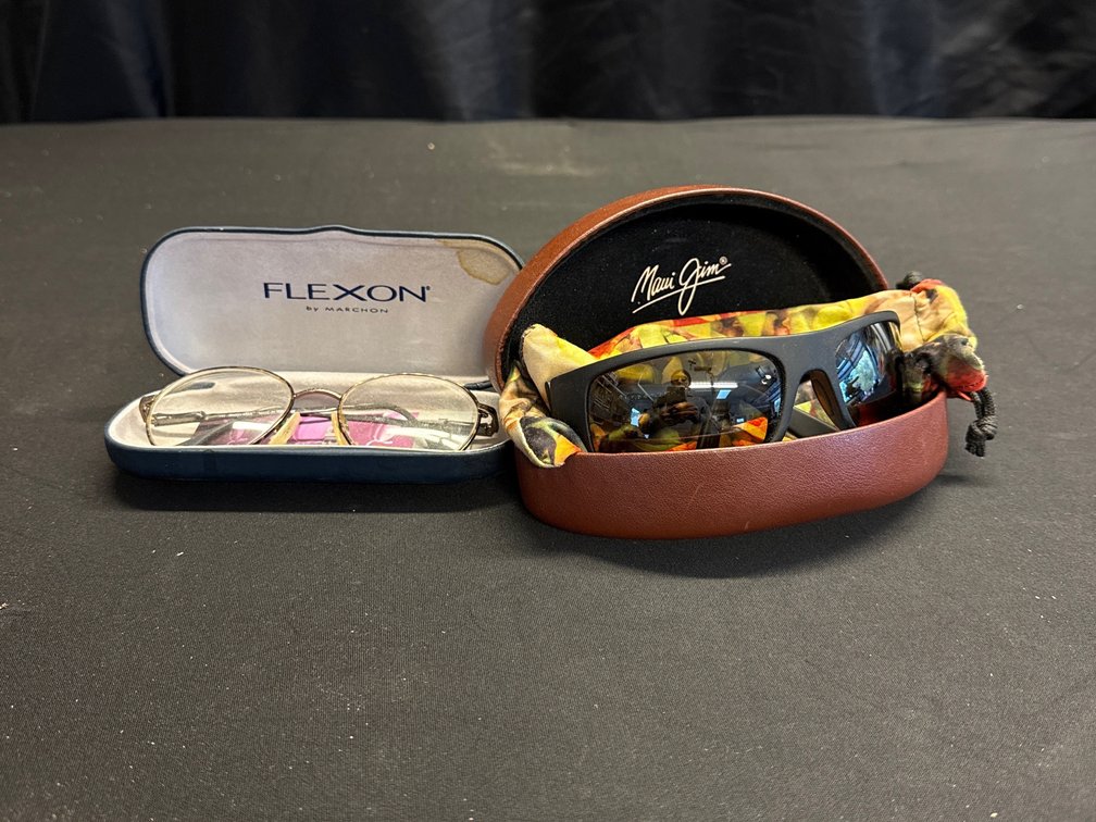 Eyeglasses and Sunglasses with Cases and Pouch