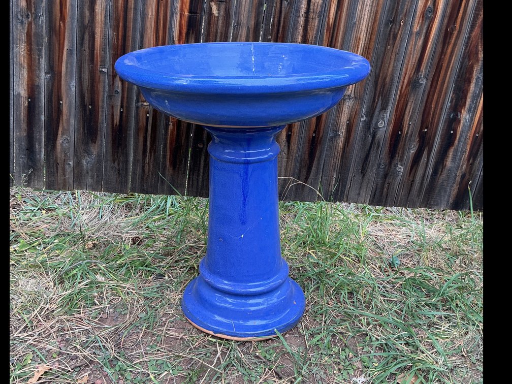 Ceramic Pedestal Birdbath