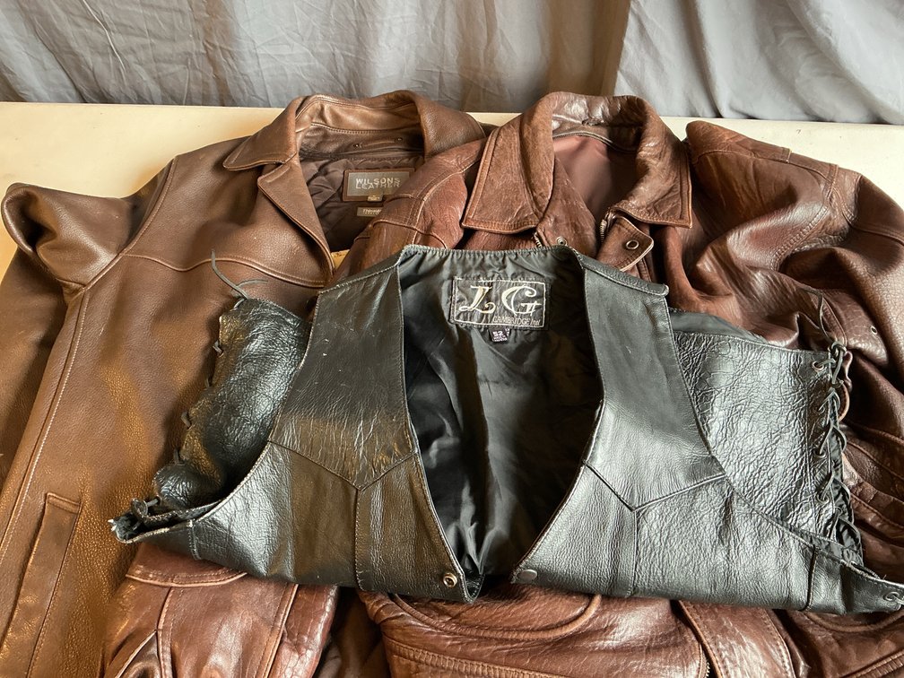 Leather Jackets, Vest, and Leather Gloves