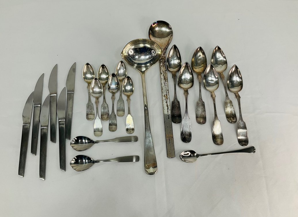 Silver and Silverplate Spoons, Serving Utensils, and Knives