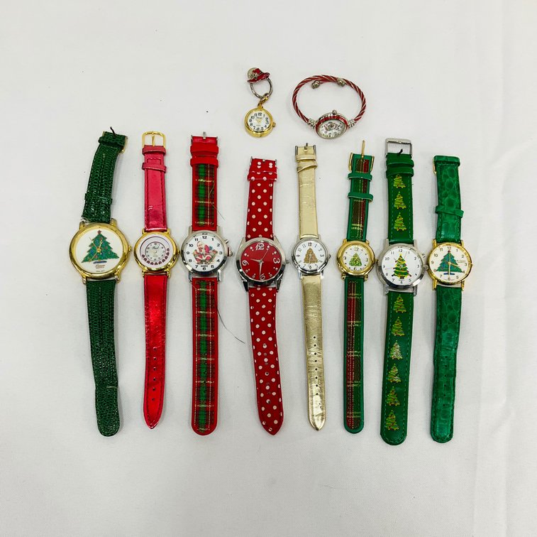Holiday-Themed Wristwatches, Brooch Watch, and Bangle Watch