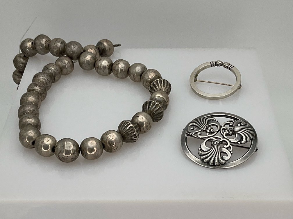 Silver Pins and Necklace