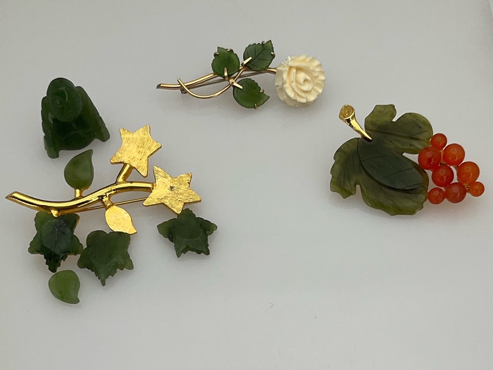 Vintage Jade Brooches: Swoboda, Krementz and Hobe
