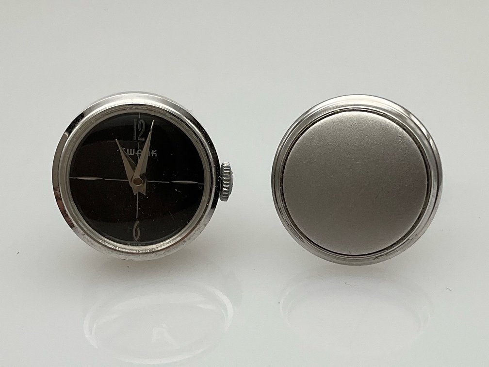 Vintage Swank Silver Cufflinks with Watch