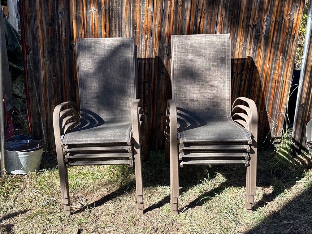 Set of 8 Metal Stacking Sling Patio Armchairs