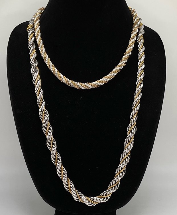 Les Bernard Two-Tone Twisted Rope Chain Necklace