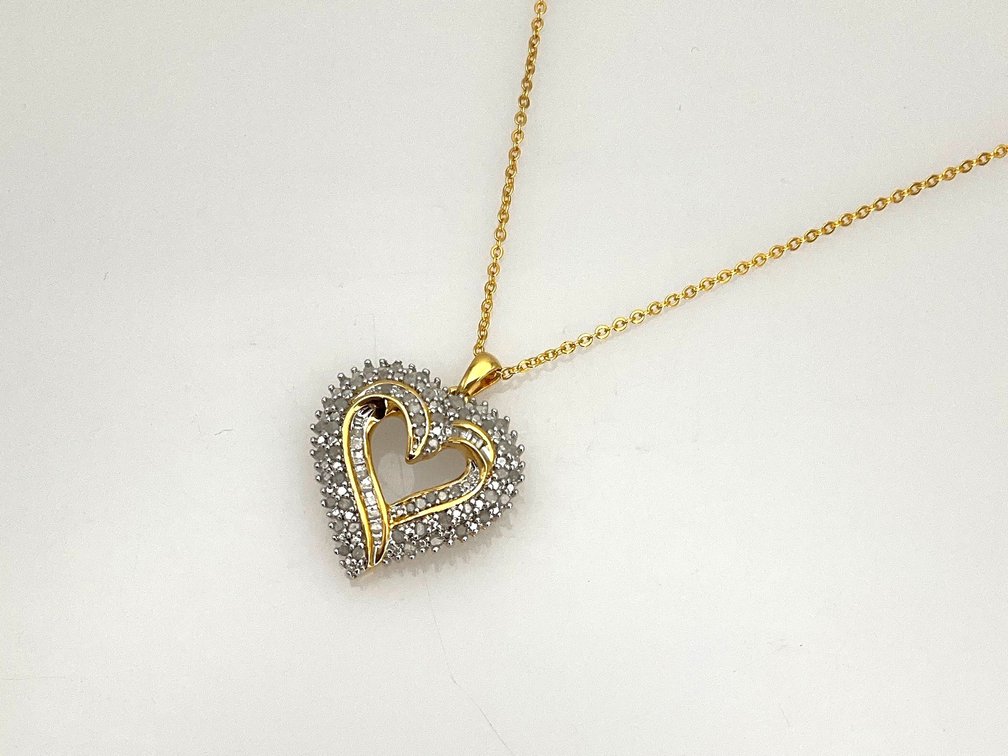 Two-Tone Open Heart Pendant Necklace