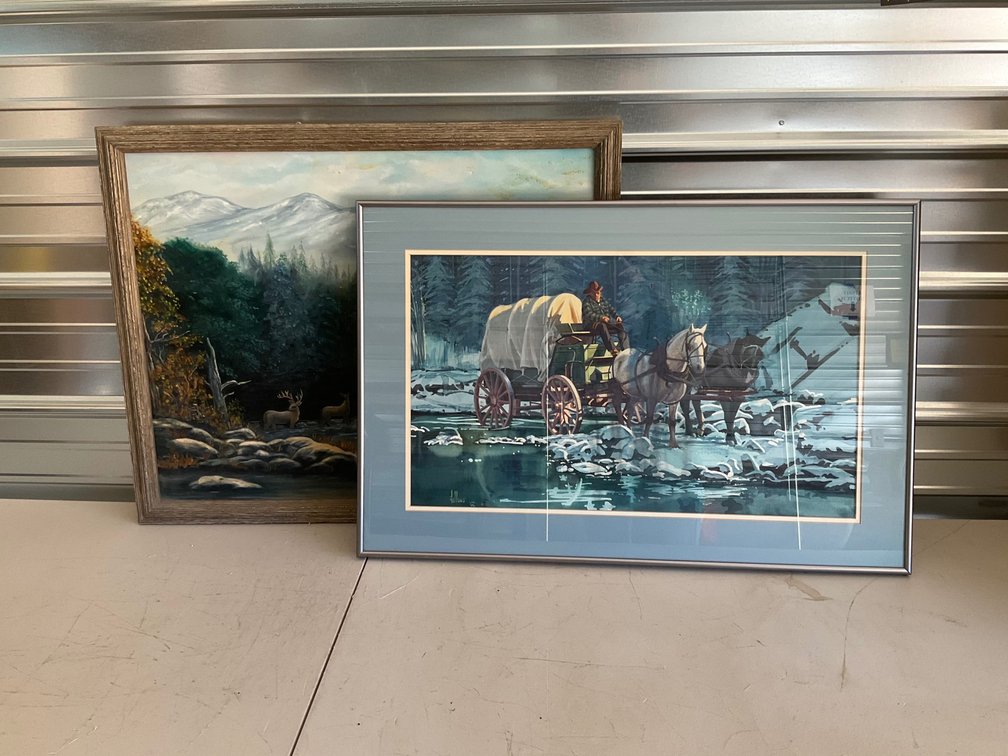 Framed Landscape Painting and Western Art Print