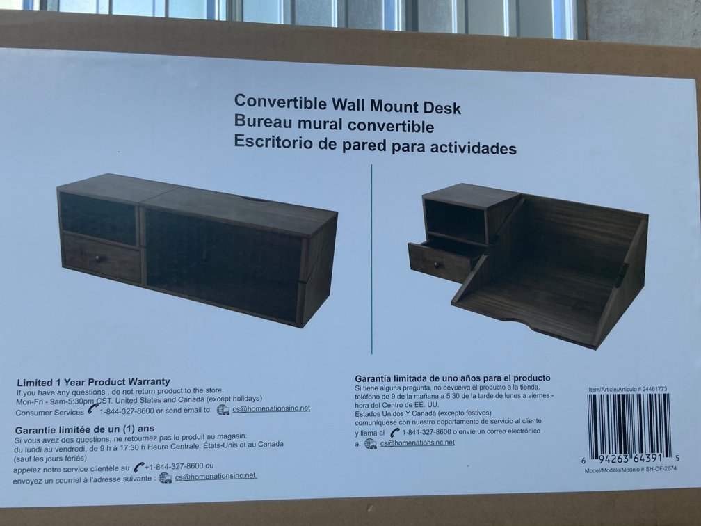 Homenations SH-OF-2674 Convertible Wall Mount Desk