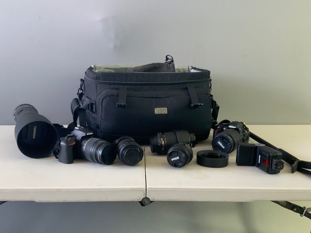 DSLR Cameras, Lenses, Flash, and Camera Bag