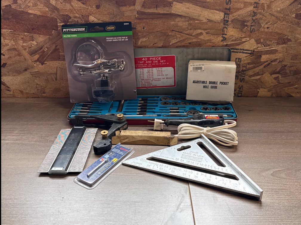 Hand Planes, Hand Drill, Tap and Die Set, and Workshop Tools