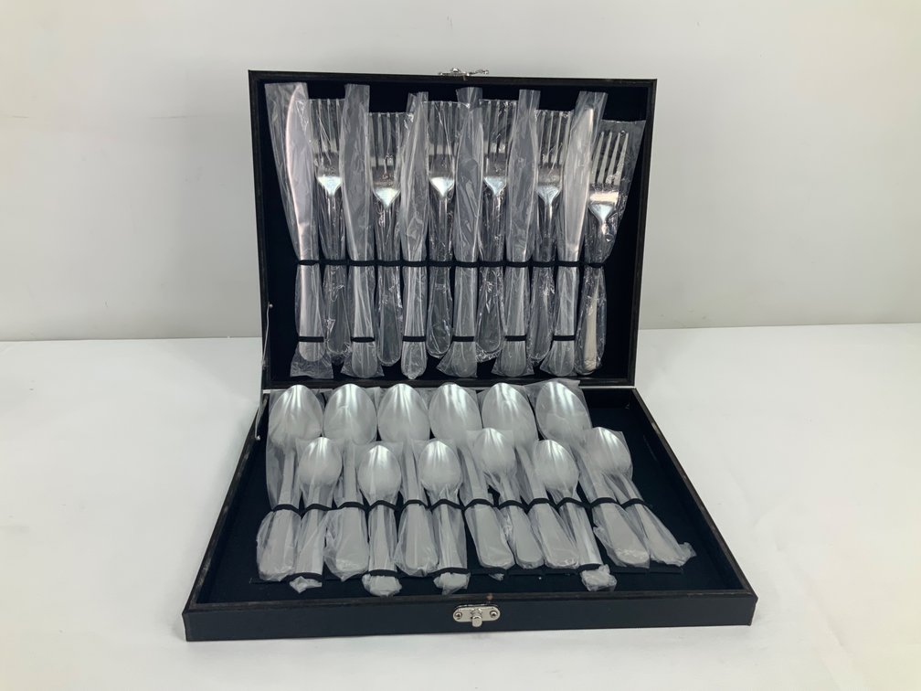Stainless Steel Flatware Set in Hinged Case