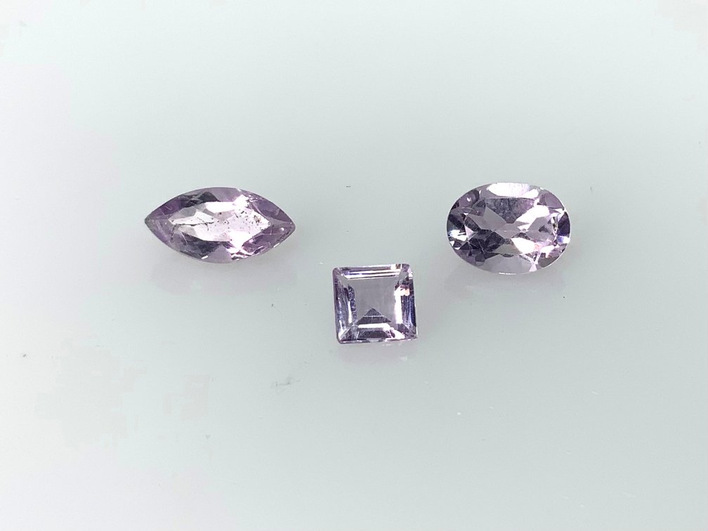 Three Light Purple Faceted Loose Gemstones