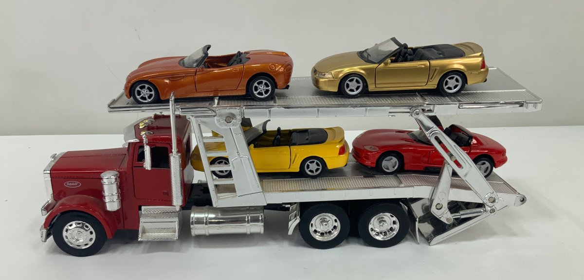 Die-Cast Car Hauler Truck with Four Model Cars