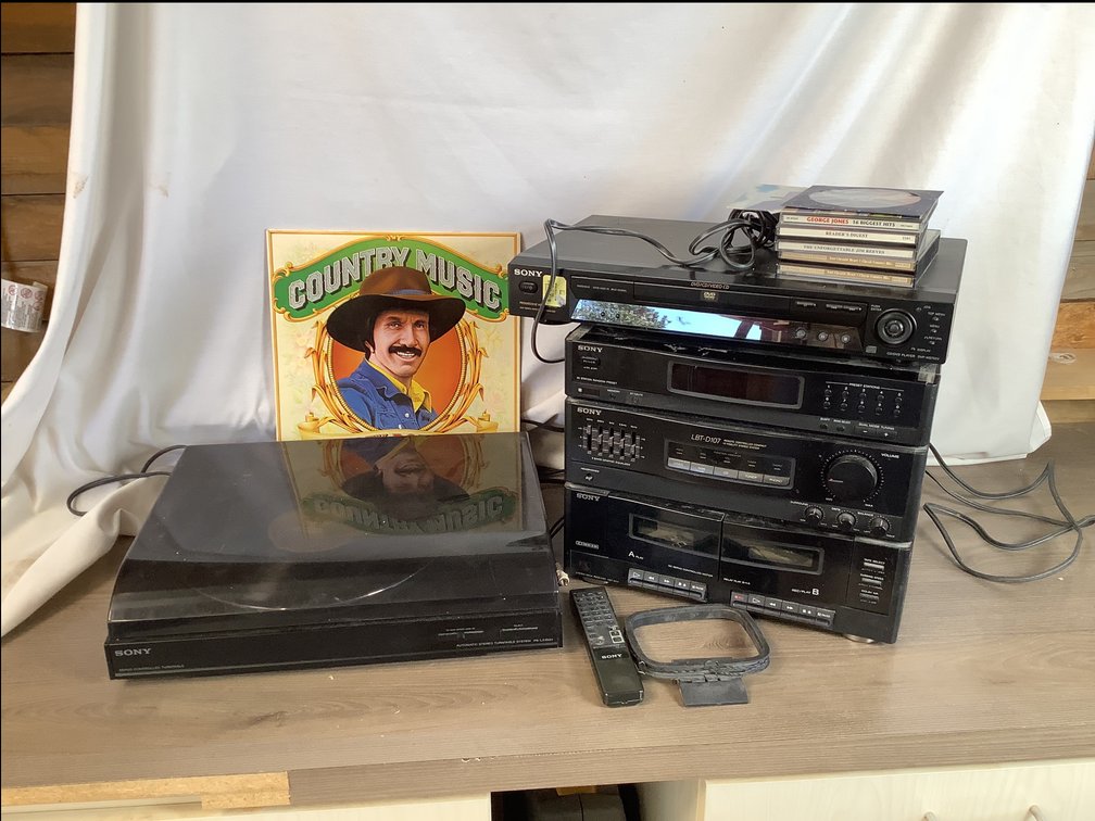 Stereo, Turntable, and DVD Player