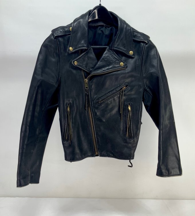 Black Leather Double Rider Motorcycle Jacket