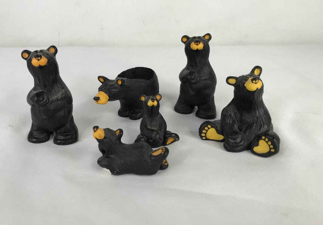 Cast Resin Black Bear Figurines