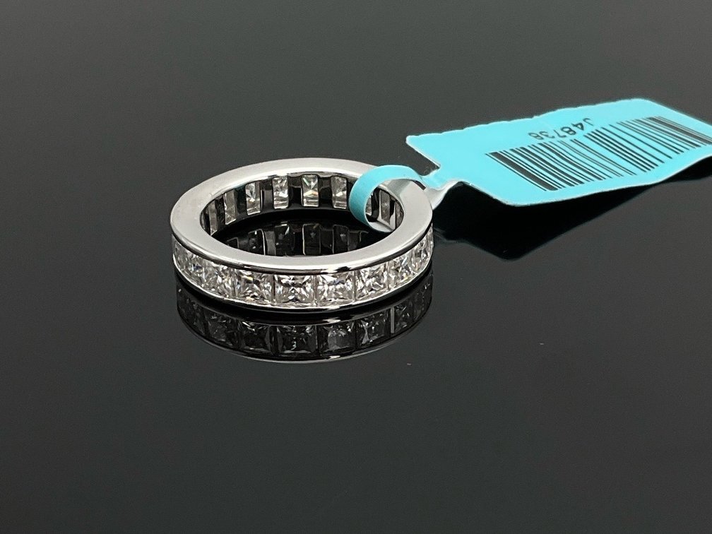 Sterling Silver Square-Cut Clear Moissanite Eternity Band Ring