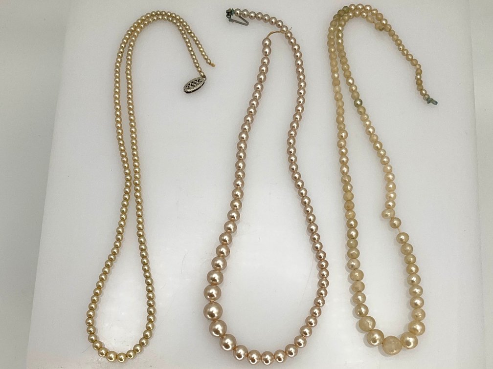 Three Knotted Pearl-Style Bead Necklaces