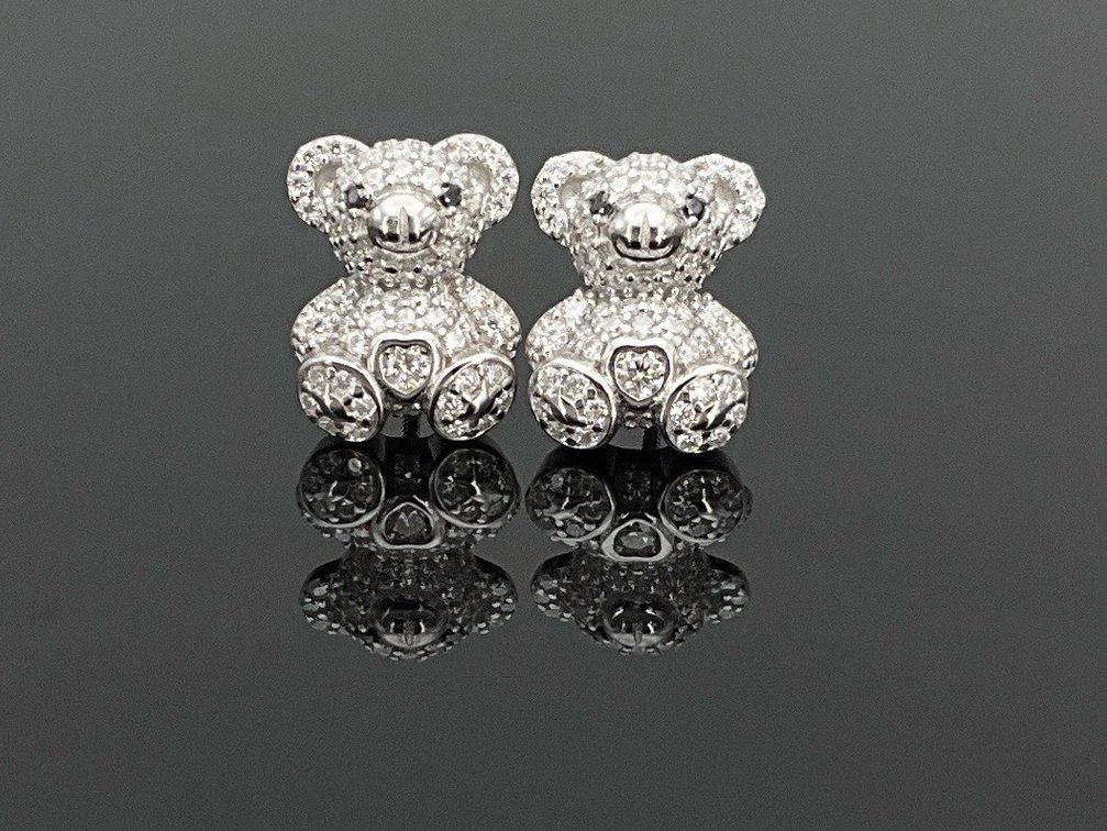 Pavé Moissanite Teddy Bear Stud Earrings