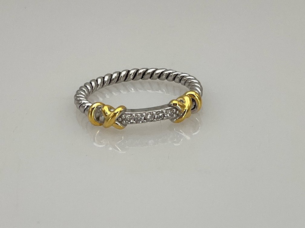 Silver and Gold Cable Band Ring
