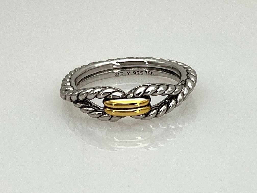 Two-Tone Twisted Cable Crossover Ring