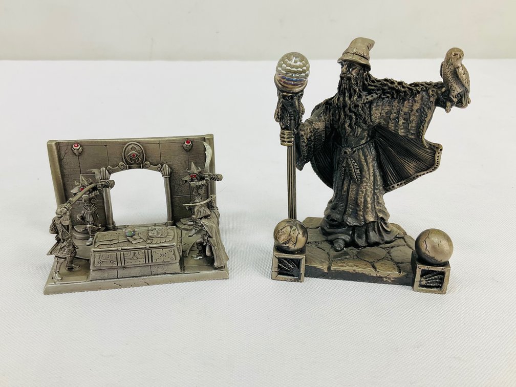 Cast Pewter Fantasy Wizard and Dungeon Diorama Figurines