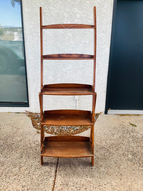 Wooden Five-Tier Folding Ladder Display Shelf