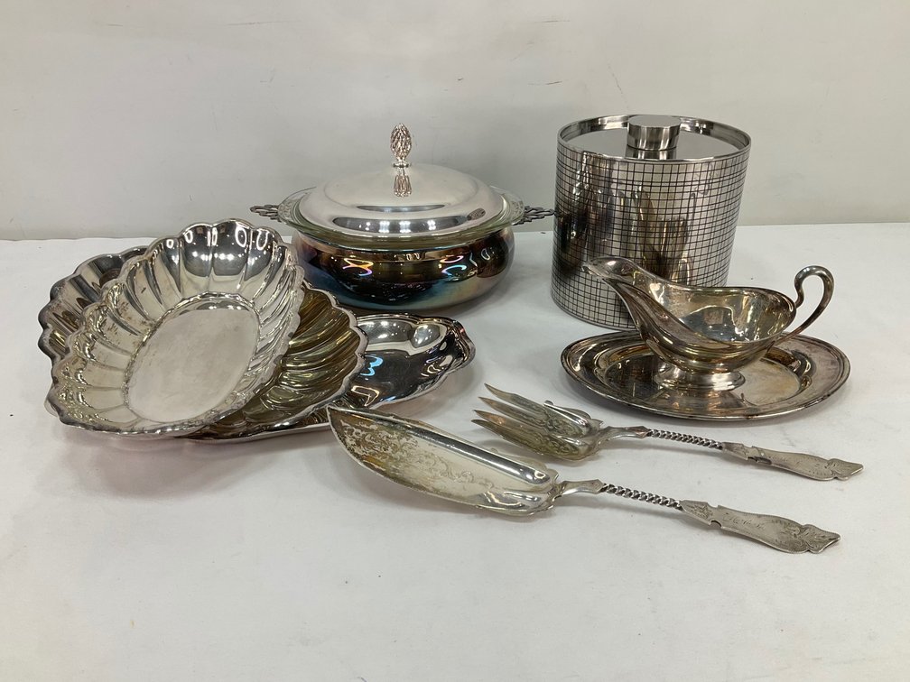 Silverplate Tableware, Ice Bucket, and Serving Set