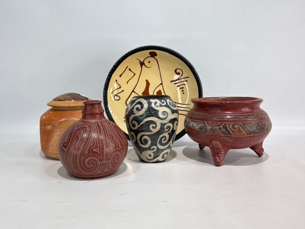 Ceramic Bird Plate, Terracotta Vessels, and Art Pottery