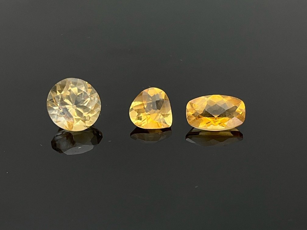 Three Citrine Loose Faceted Gemstones