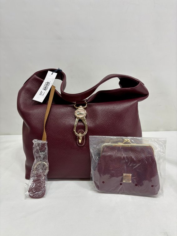 Dooney & Bourke Logo Lock Pebbled Leather Shoulder Bag and Coin Purse
