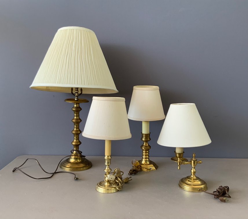 Brass Table and Accent Lamps with Shades