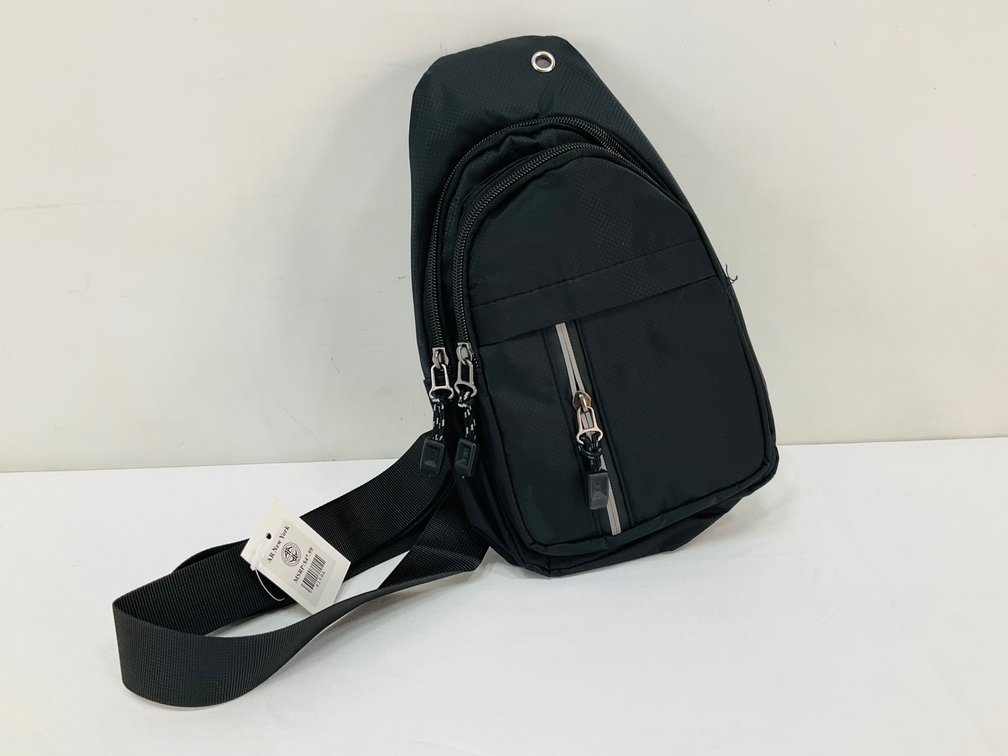 Black Textured Fabric Sling Crossbody Bag