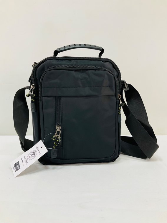 Black Multi-Compartment Crossbody Shoulder Bag