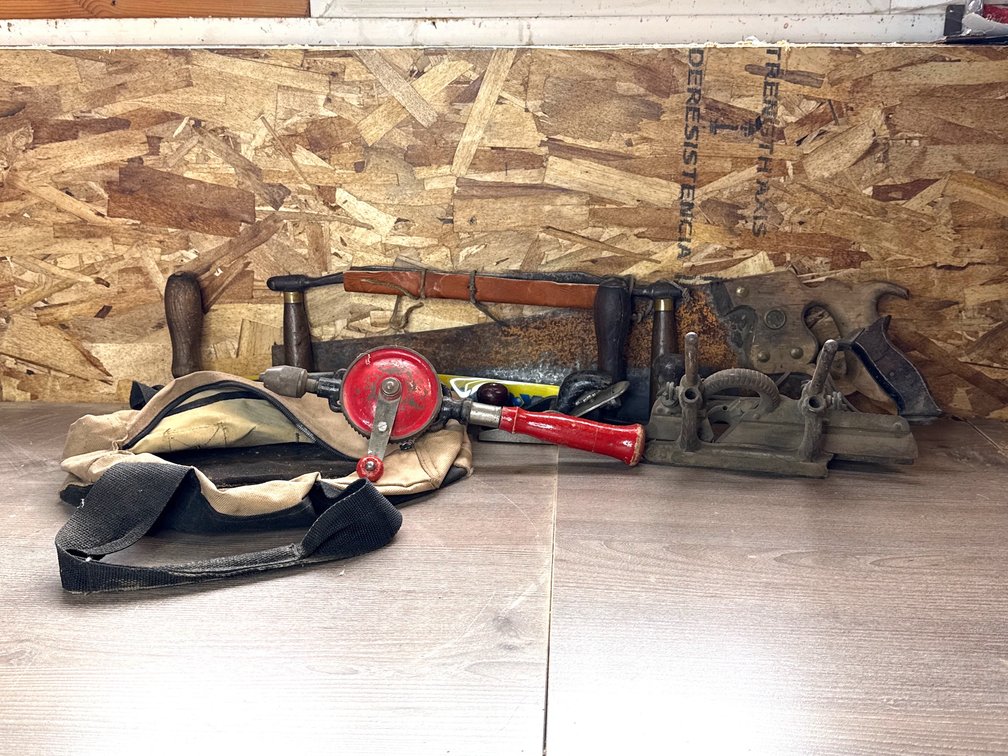 Hand Planes, Manual Hand Drill, Draw Knives, and Saw