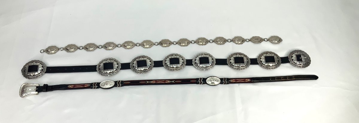 Western Metal Link and Leather Concho Belts
