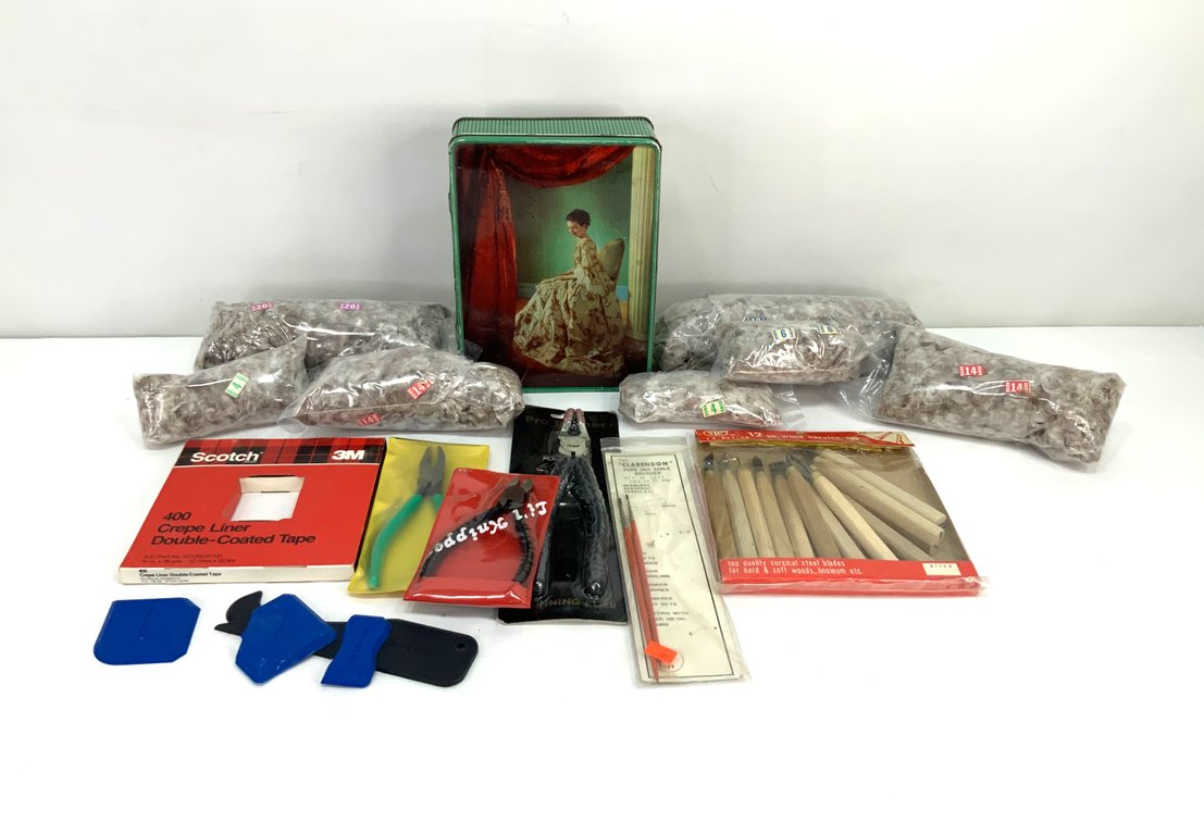 Wood Carving Set, Hand Tools, Craft Supplies, and Decorative Tin