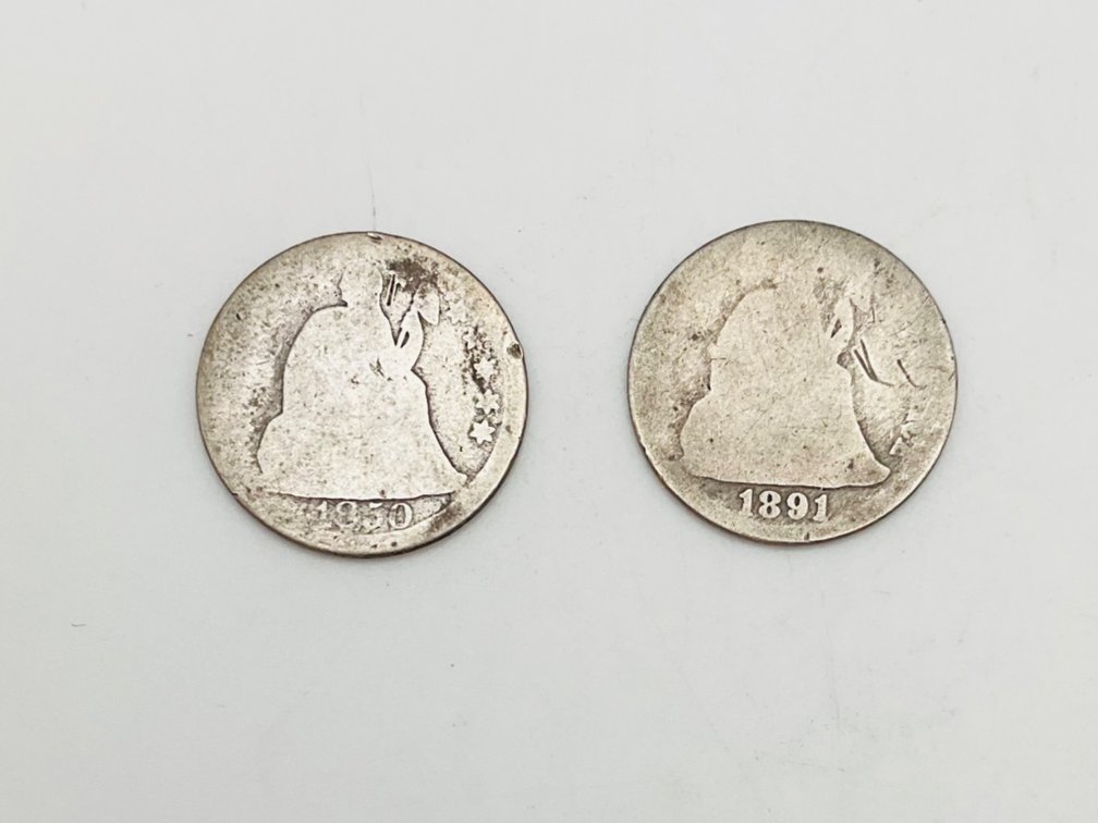 1850 & 1891 US Liberty Seated Dimes