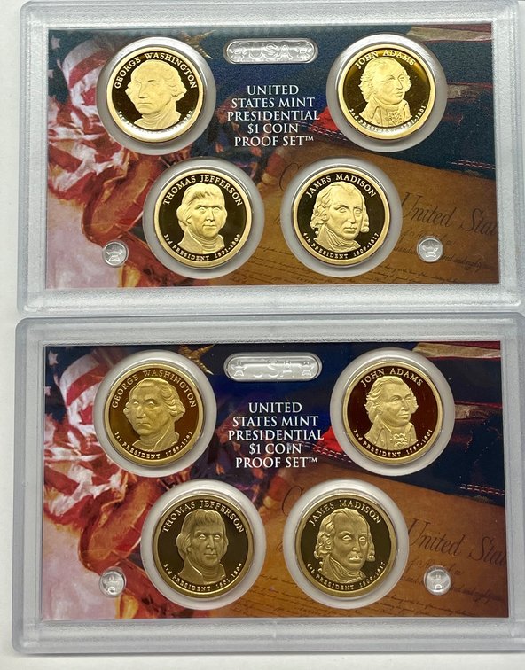 2 Sets 2007 US Proof Presidential Dollars