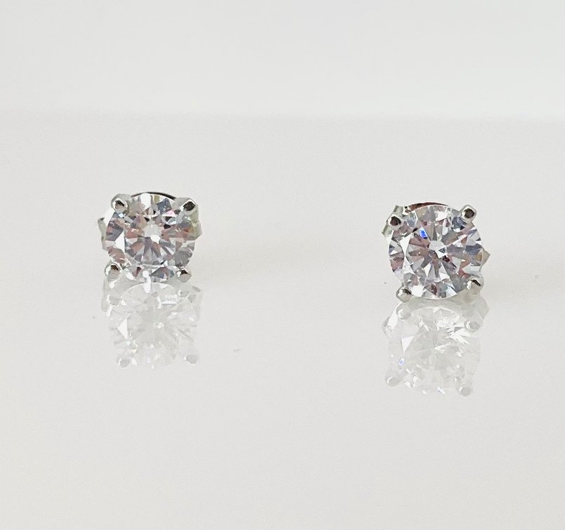 Sterling Silver CZ Stud Earrings